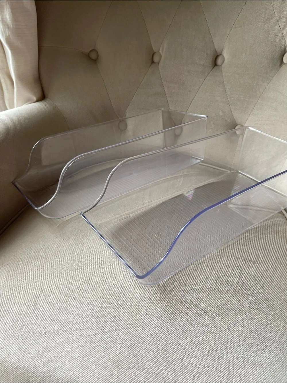 Set of 2 Clear Plastic Stackable Pantry & Fridge Organization Bins